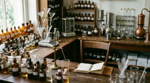 perfume making process from ingredient extraction to blending and bottling